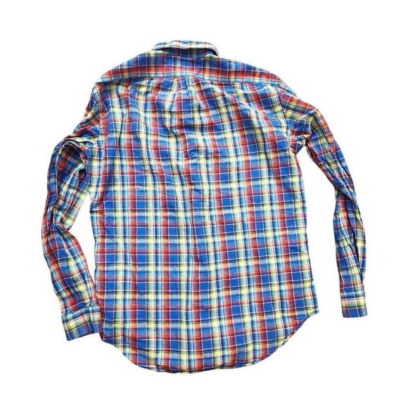 Polo ralph lauren Linen blend Multicolor plaid mens medium button shirt pony - Picture 6 of 6